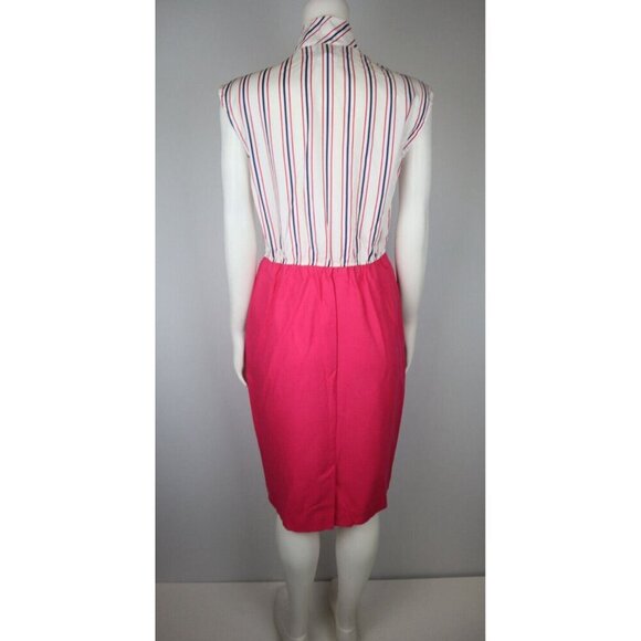 VINTAGE WOMEN'S PINK STRIPED DRESS - PERI PETITES - SIZE 8P - Picture 8 of 10